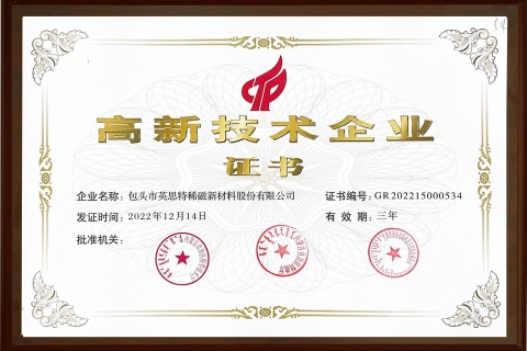 高新技術(shù)企業(yè)證書